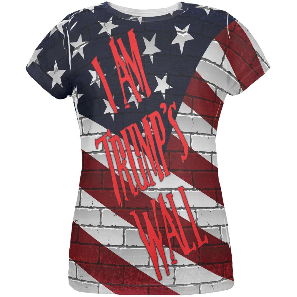 Election 2016 I Am Trump's Border Wall All Over Womens T Shirt Women's T-Shirts Old Glory 2XL Multi 