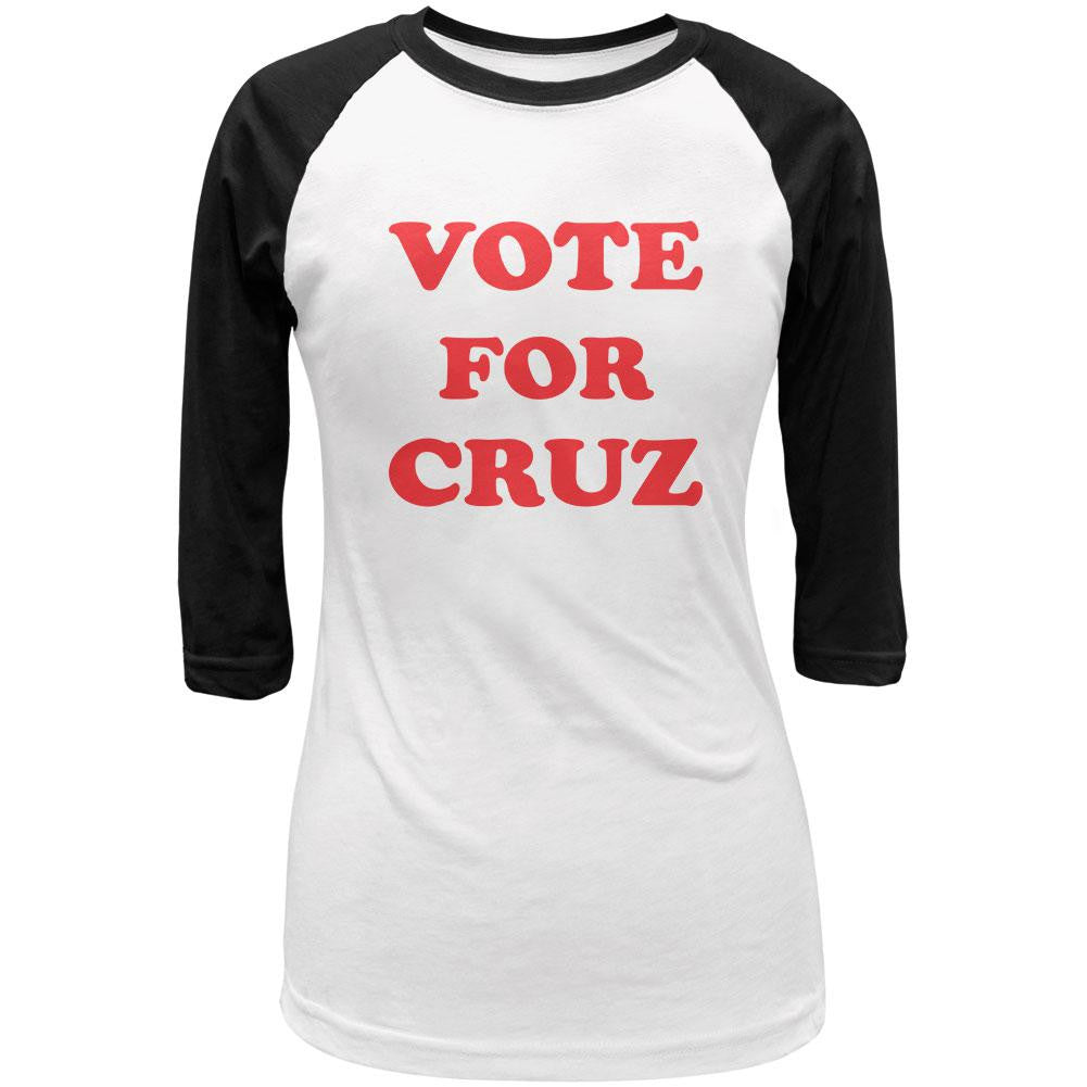 Election 2016 Ted Vote for Cruz Pedro Juniors 3/4 Sleeve Raglan T Shirt Juniors Raglans Old Glory LG White 