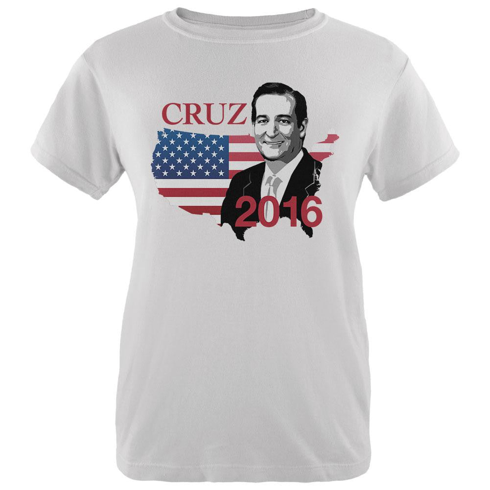 Election 2016 Ted Cruz USA Womens T Shirt Women's T-Shirts Old Glory 2XL White 