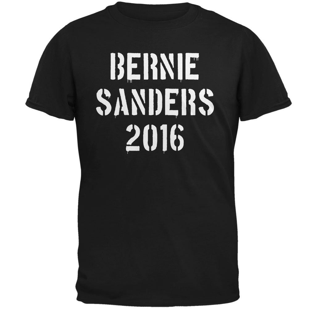 Election 2016 Bernie Sanders Stencil Mens T Shirt Men's T-Shirts Old Glory 2XL Black 