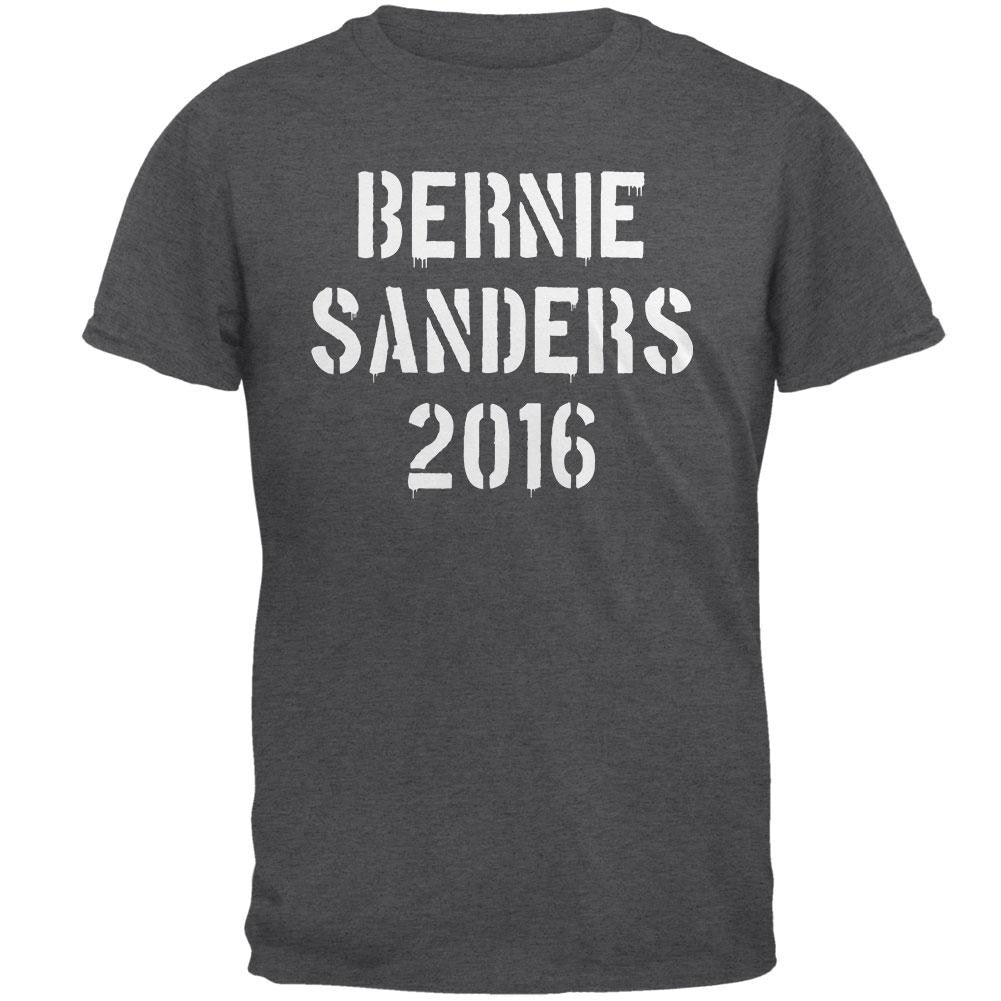 Election 2016 Bernie Sanders Stencil Mens T Shirt Men's T-Shirts Old Glory 2XL Grey 