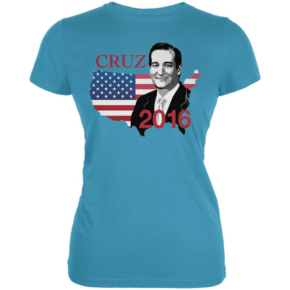 Election 2016 Ted Cruz USA Juniors Soft T Shirt Juniors T-Shirts Old Glory LG Blue 