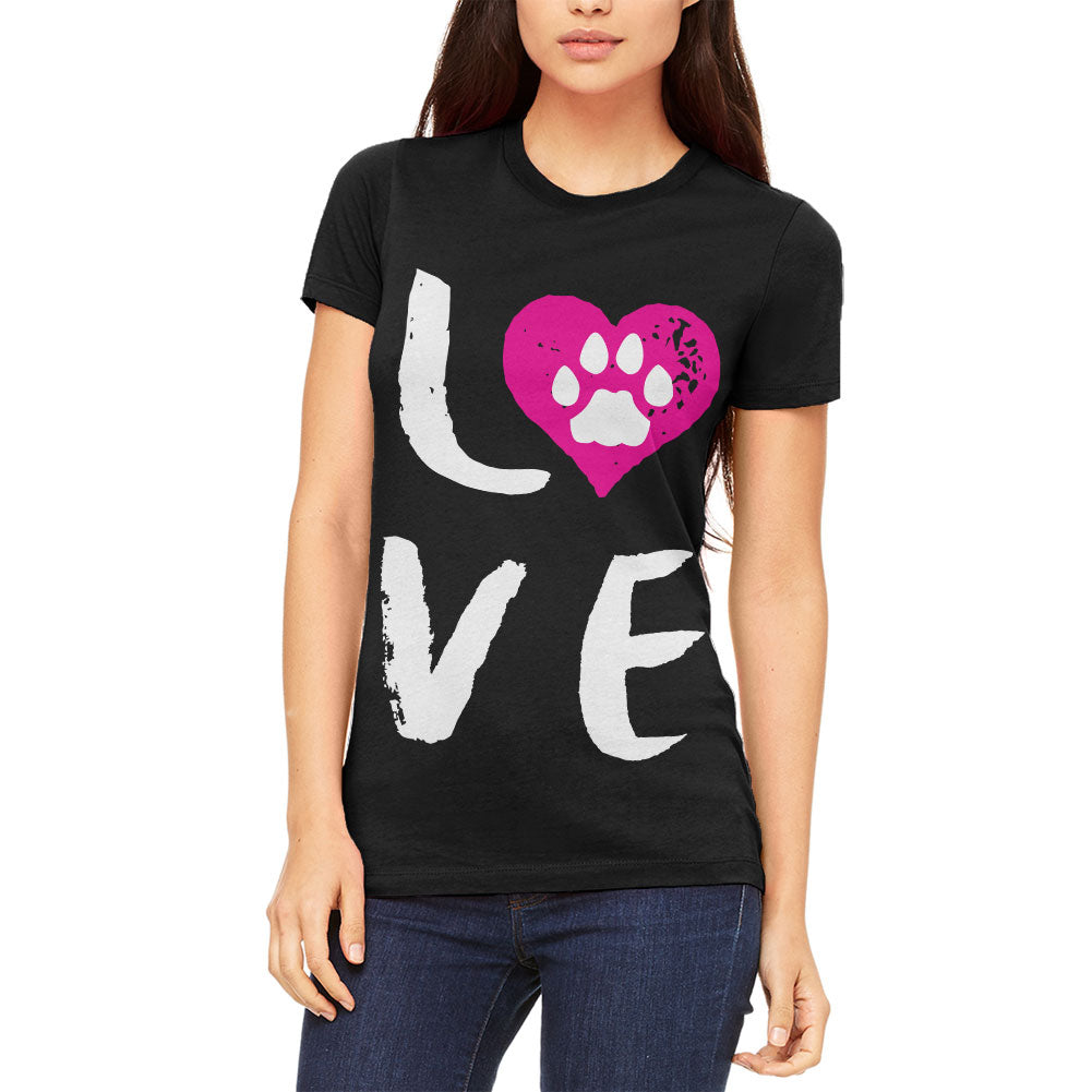 Heart LOVE Cat Dog Paw Juniors Soft T Shirt Juniors T-Shirts Old Glory 2XL Black 