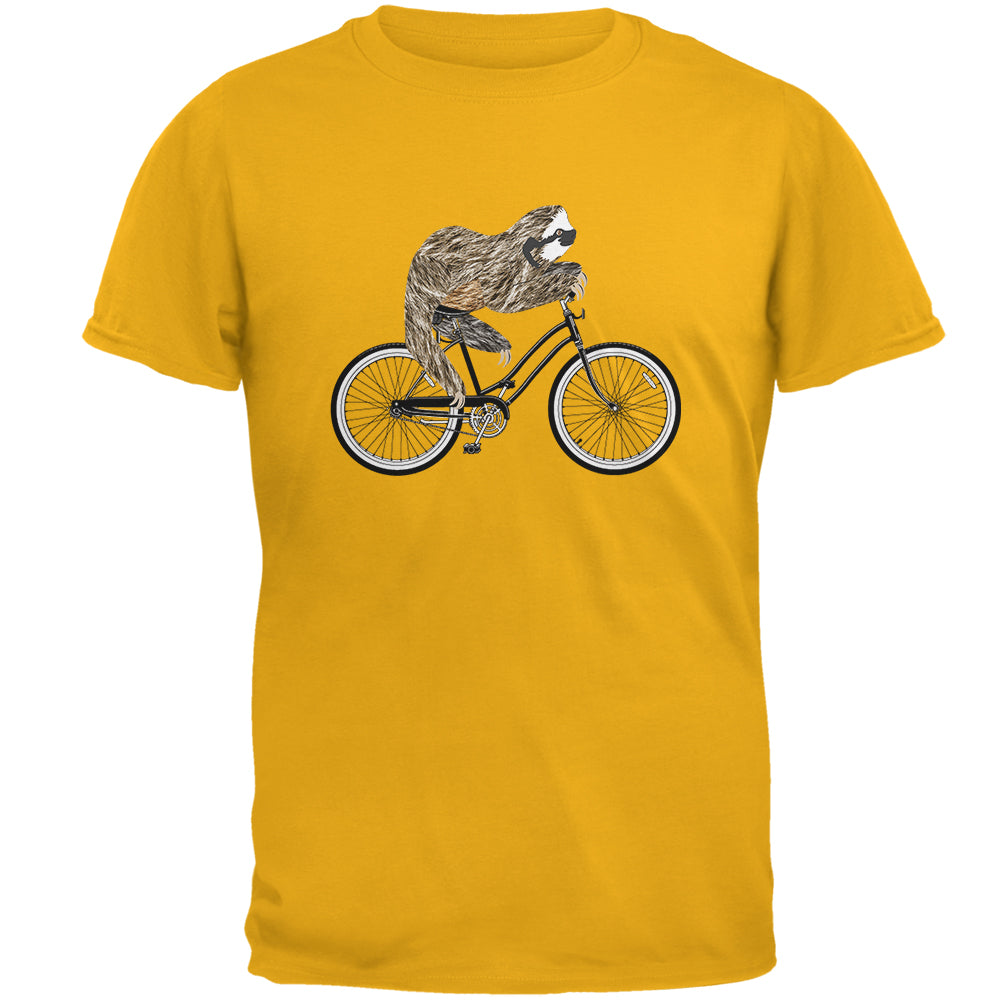 Bicycle Sloth Mens T Shirt Men's T-Shirts Old Glory 3XL Gold 