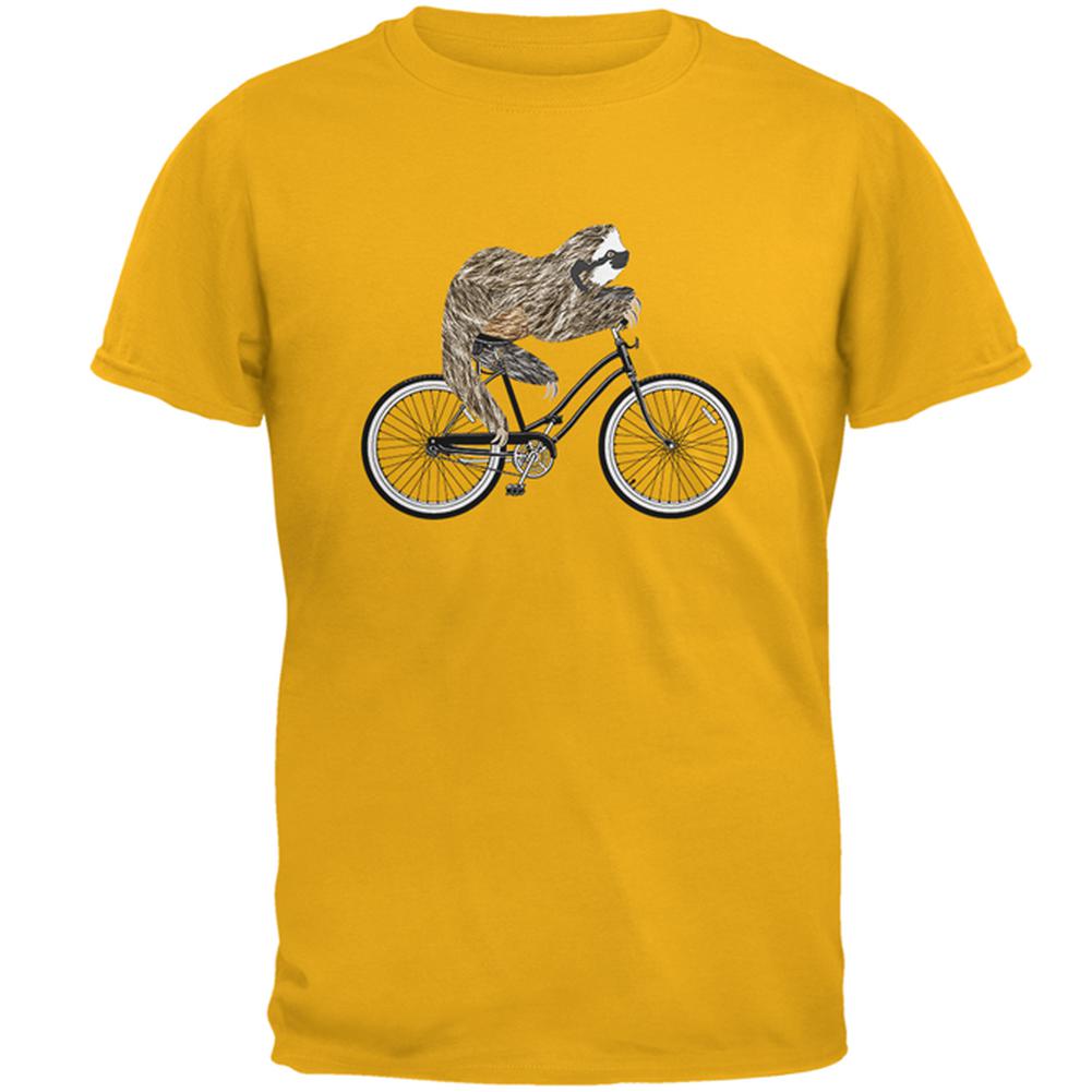 Bicycle Sloth Mens T Shirt Men's T-Shirts Old Glory 2XL Gold 