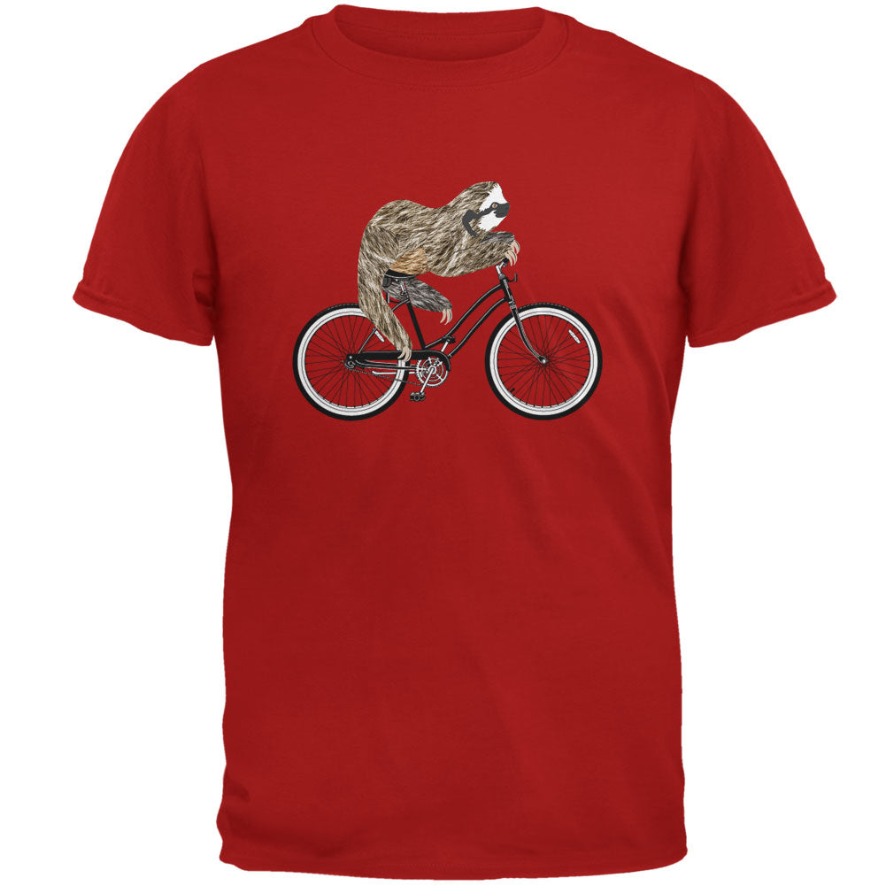 Bicycle Sloth Mens T Shirt Men's T-Shirts Old Glory MD Red 