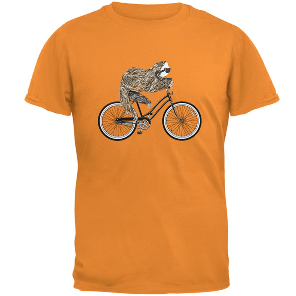 Bicycle Sloth Mens T Shirt Men's T-Shirts Old Glory LG Tangerine 