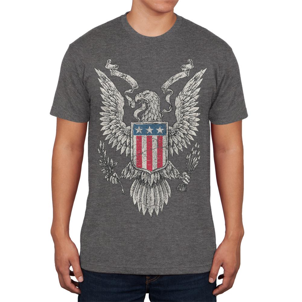 4th of July Born Free Distressed Vintage Eagle Mens Soft T Shirt Men's T-Shirts Old Glory 2XL Charcoal 