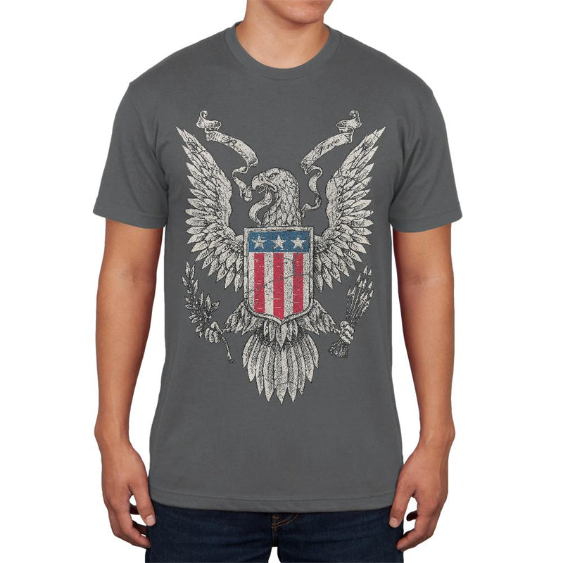 4th of July Born Free Distressed Vintage Eagle Mens Soft T Shirt Men's T-Shirts Old Glory 2XL Grey 