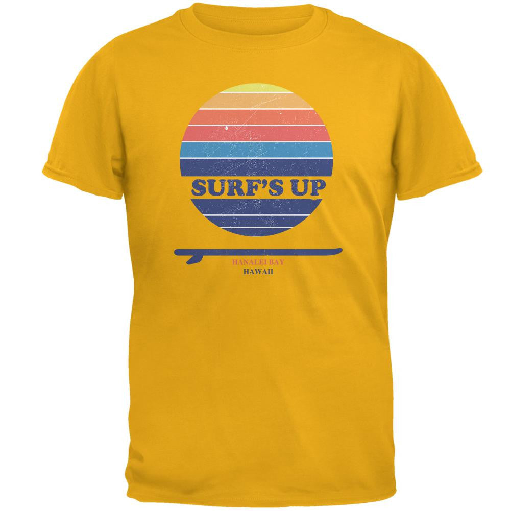 Surf's Up Hanalei Bay Hawaii Mens T Shirt Men's T-Shirts Old Glory 2XL Yellow 