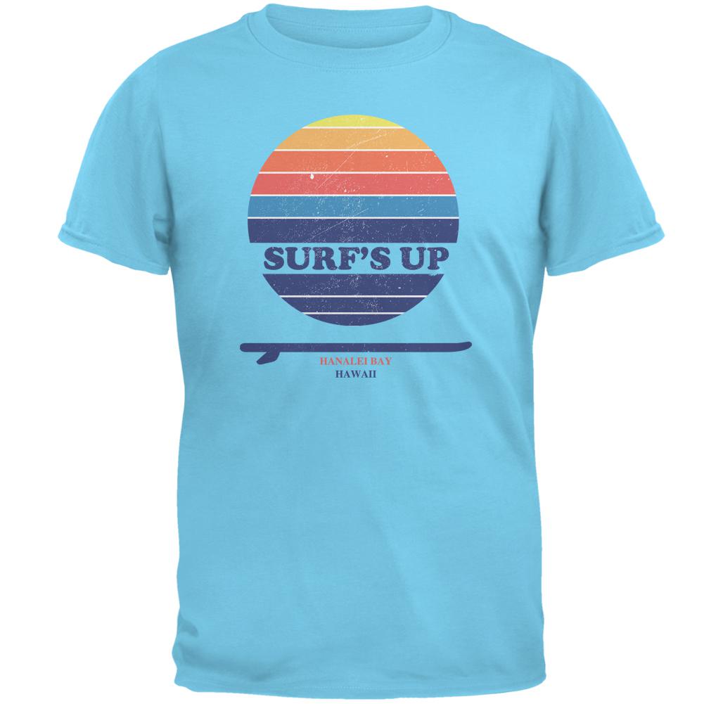 Surf's Up Hanalei Bay Hawaii Mens T Shirt Men's T-Shirts Old Glory 2XL Blue 