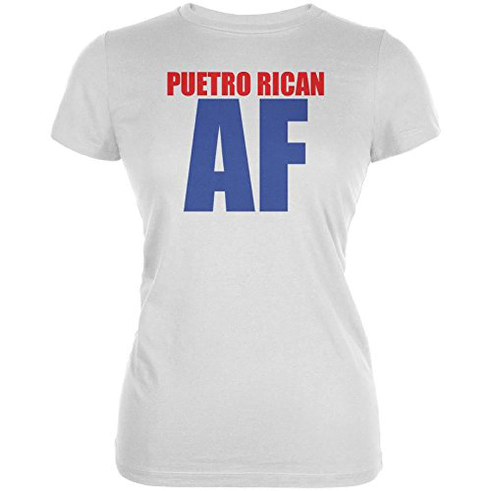 Puerto Rican AF Juniors Soft T Shirt Juniors T-Shirts Old Glory 2XL White 