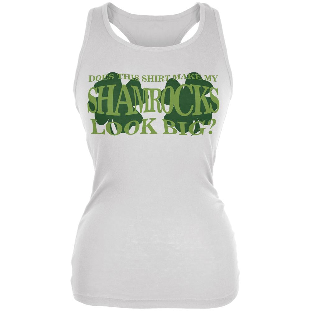 St Patricks Big Irish Shamrocks Juniors Soft Tank Top Juniors Tank Tops Old Glory 2XL White 