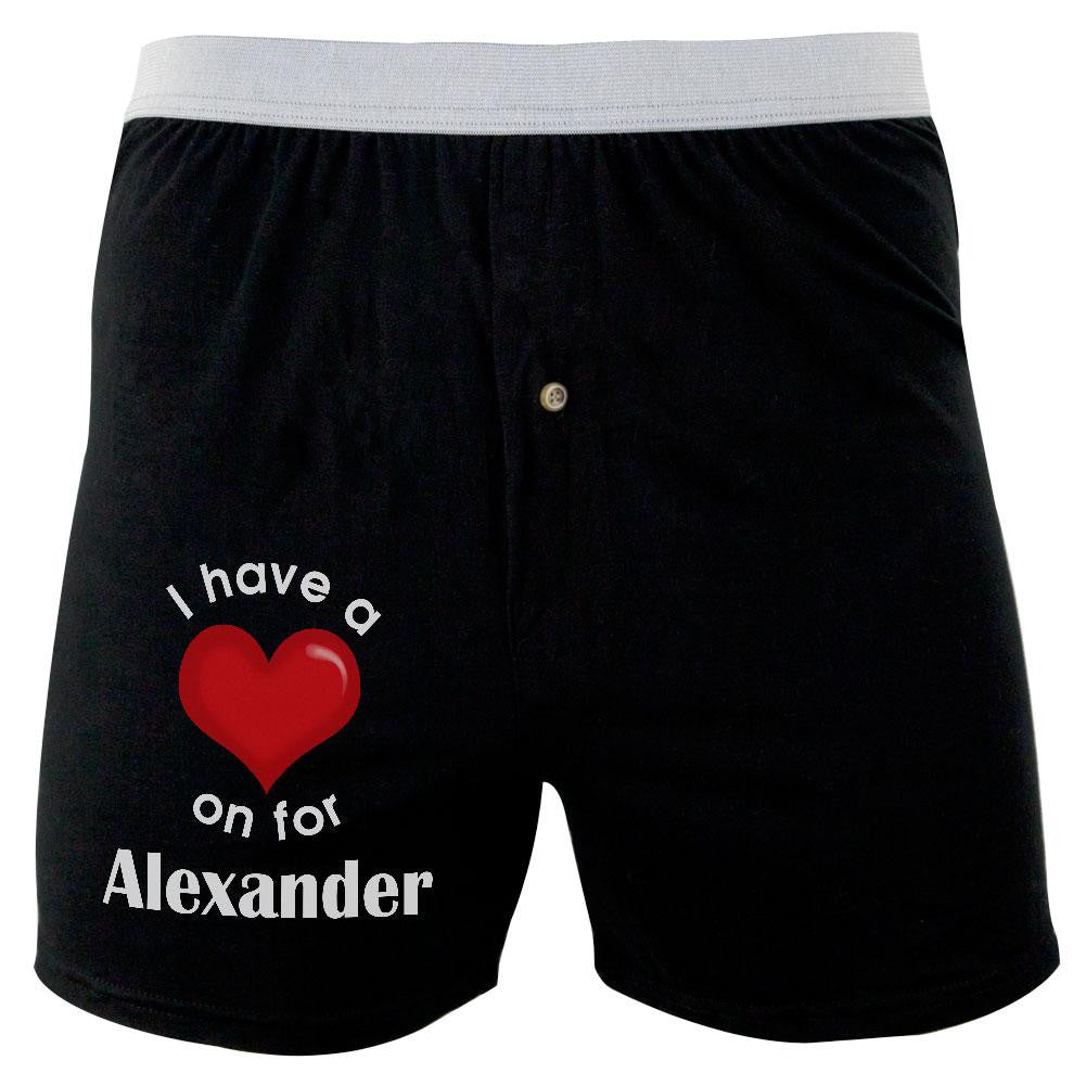 I Have a Heart On for Alexander Soft Knit Boxer Men's Boxers & Briefs Old Glory 2XL Black 