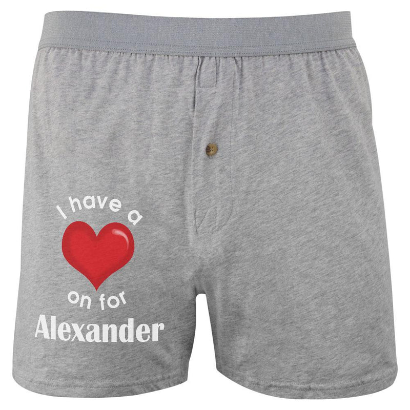 I Have a Heart On for Alexander Soft Knit Boxer Men's Boxers & Briefs Old Glory 2XL Grey 