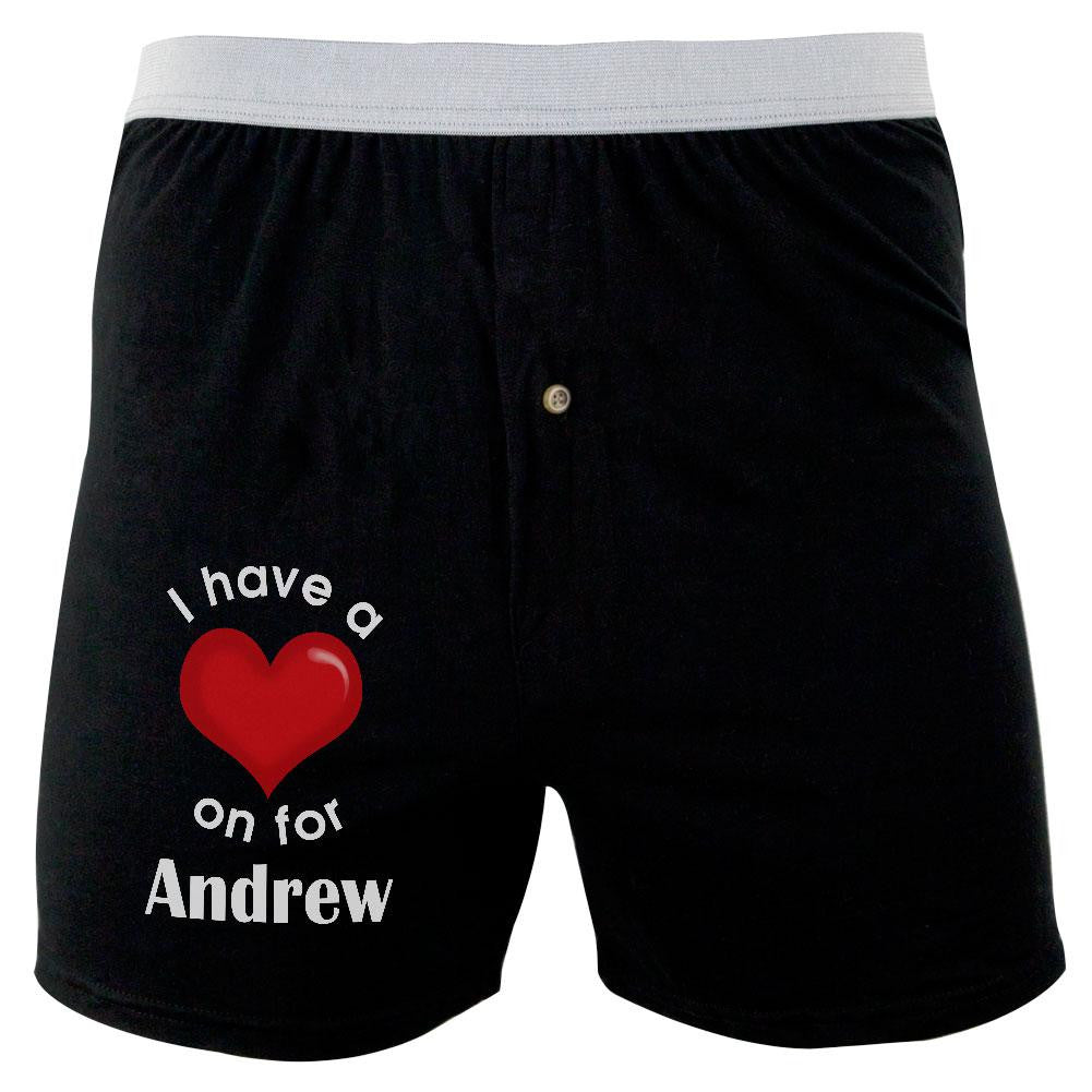 I Have a Heart On for Andrew Soft Knit Boxer Men's Boxers & Briefs Old Glory 2XL Black 