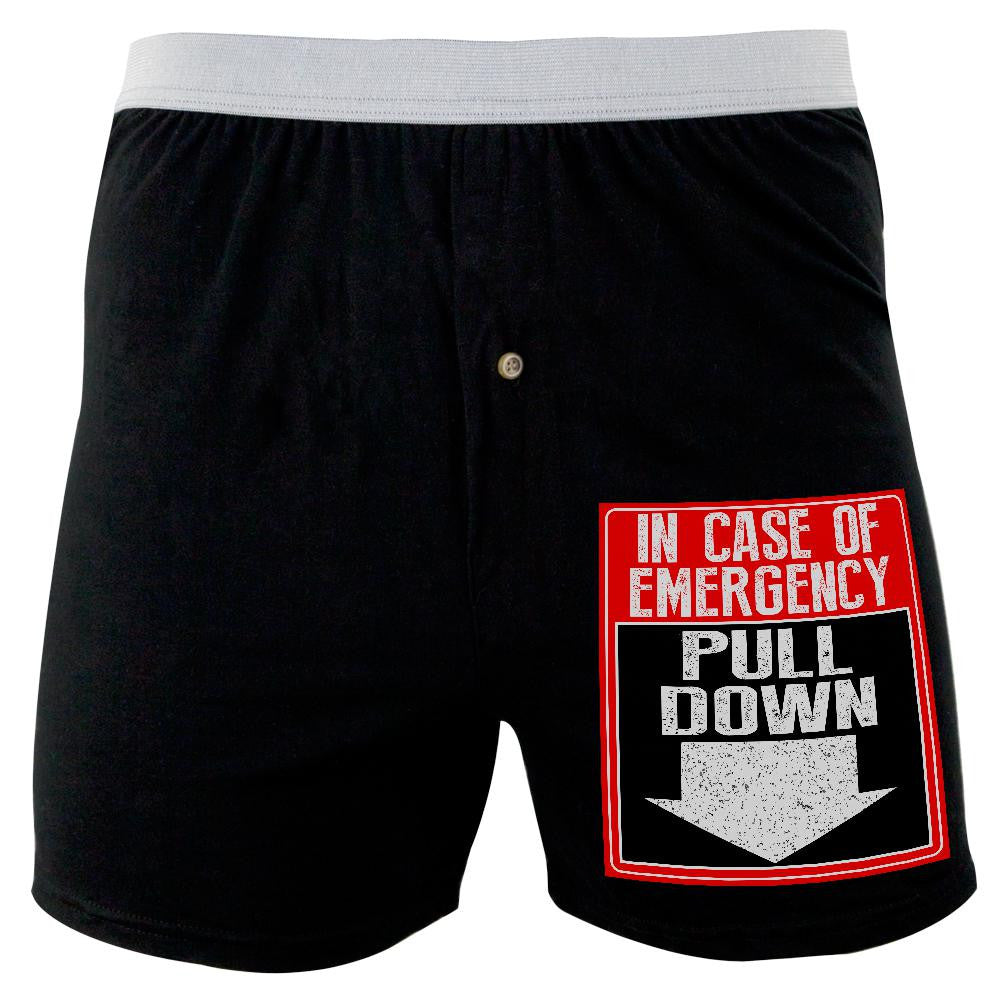 In Case of Emergency Pull Down Soft Knit Boxer Men's Boxers & Briefs Old Glory 2XL Black 