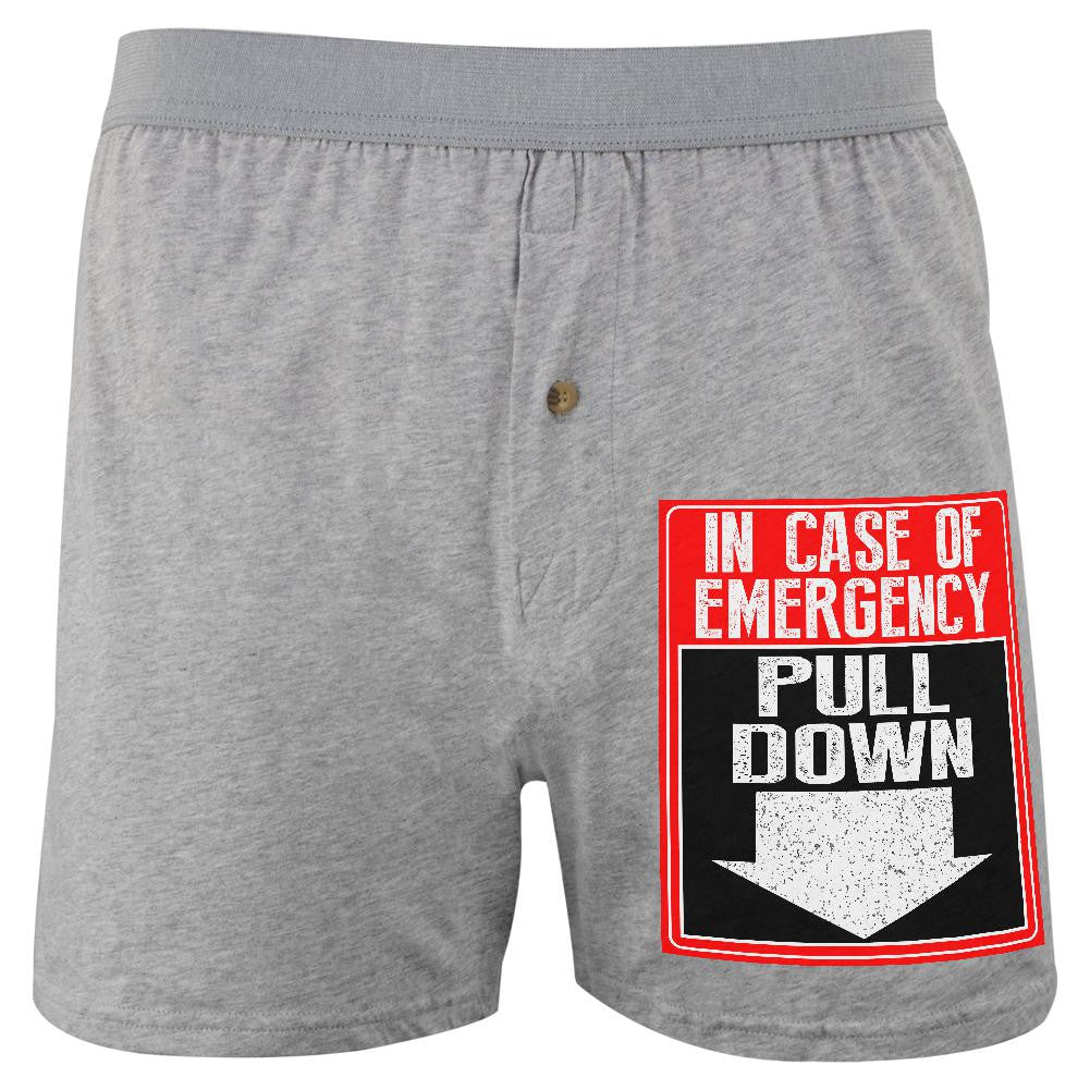 In Case of Emergency Pull Down Soft Knit Boxer Men's Boxers & Briefs Old Glory 2XL Grey 