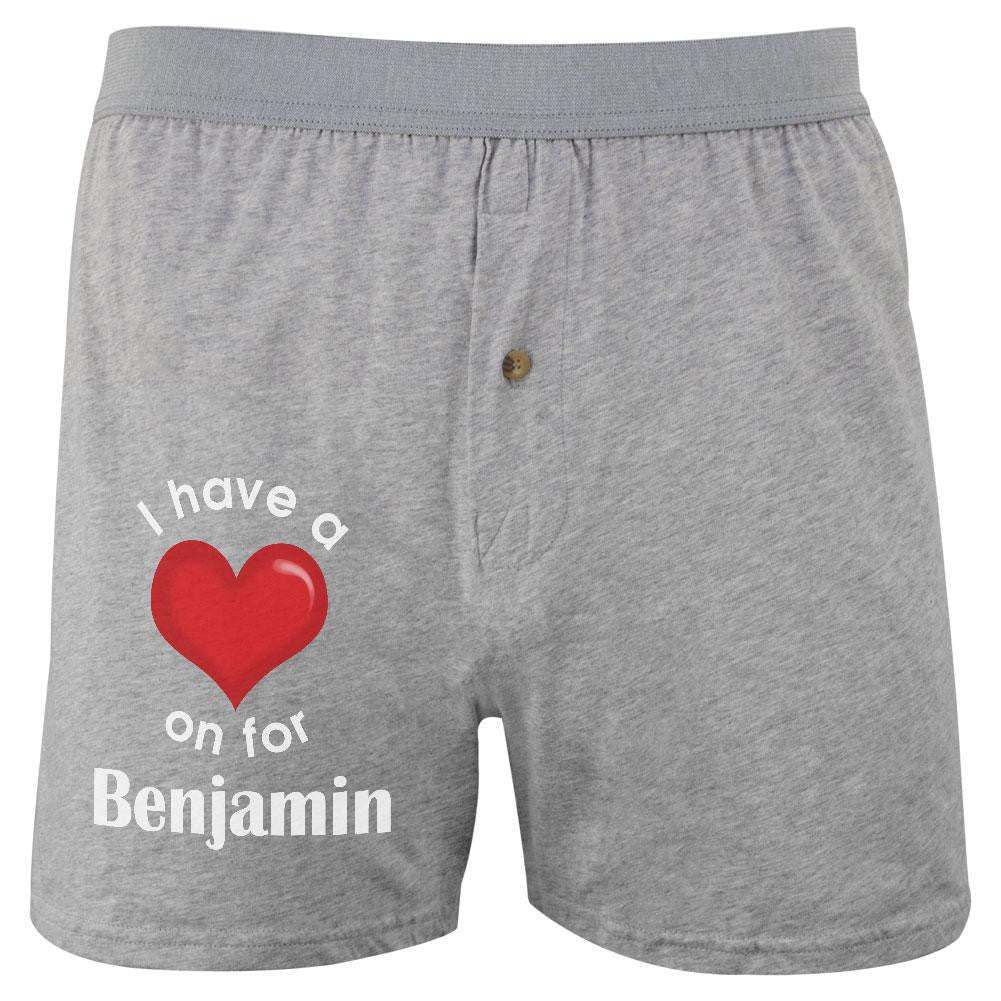 I Have a Heart On for Benjamin Soft Knit Boxer Men's Boxers & Briefs Old Glory 2XL Grey 