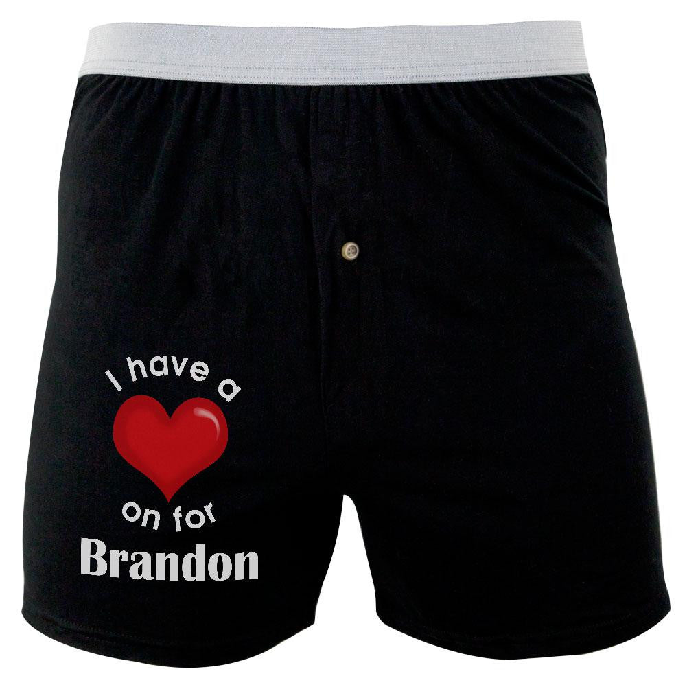 I Have a Heart On for Brandon Soft Knit Boxer Men's Boxers & Briefs Old Glory 2XL Black 