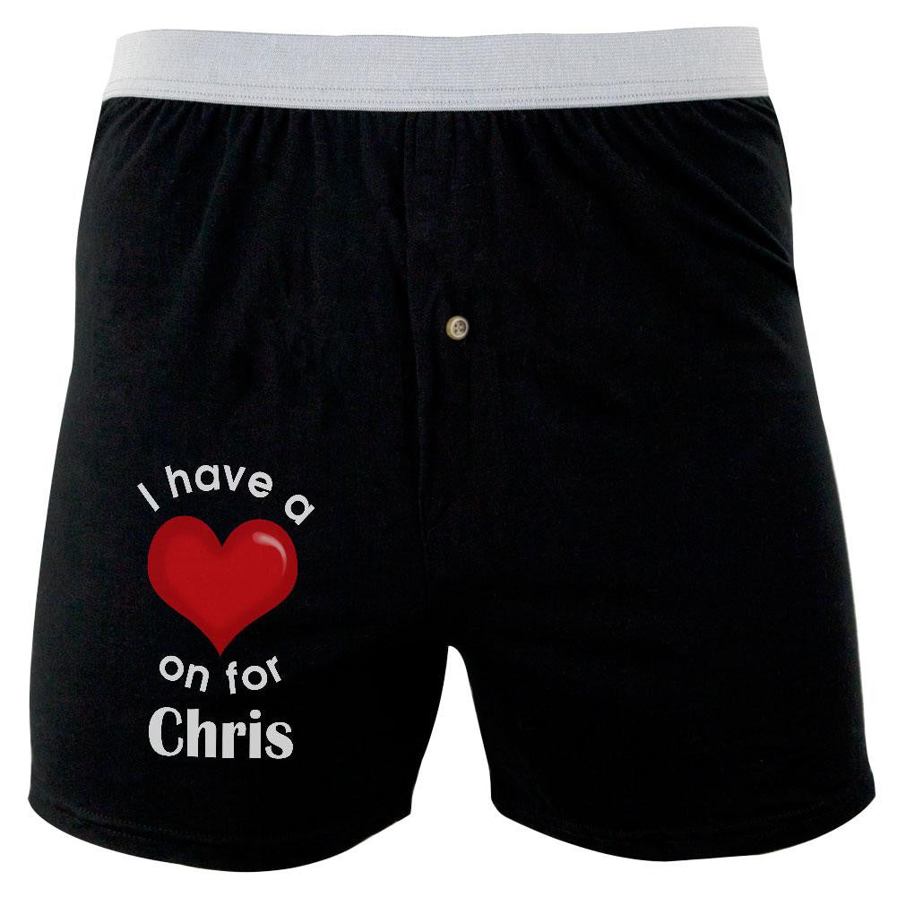 I Have a Heart On for Chris Soft Knit Boxer Men's Boxers & Briefs Old Glory 2XL Black 