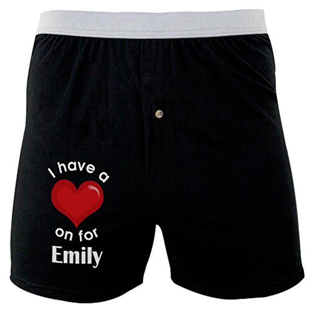 I Have a Heart On for Emily Soft Knit Boxer Men's Boxers & Briefs Old Glory 2XL Black 