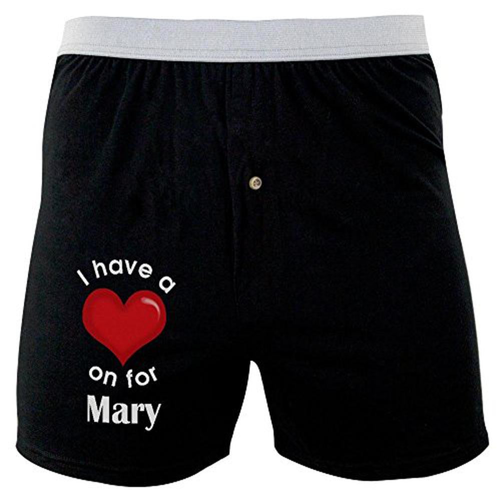 I Have a Heart On for Mary Soft Knit Boxer Men's Boxers & Briefs Old Glory 2XL Black 