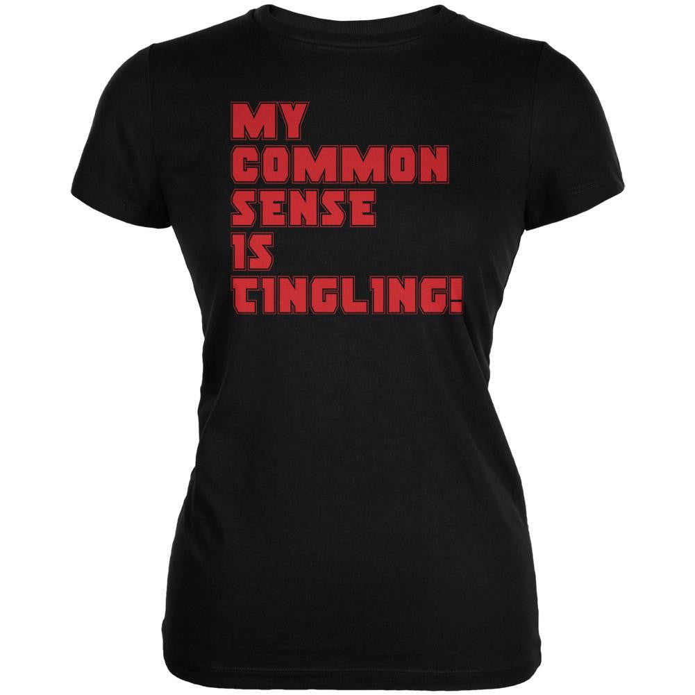 Common Sense Tingling Juniors Soft T Shirt Juniors T-Shirts Old Glory 2XL Black 