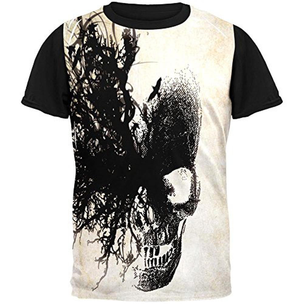 Dreaming Skull All Over Mens Black Back T Shirt Men's T-Shirts Old Glory   