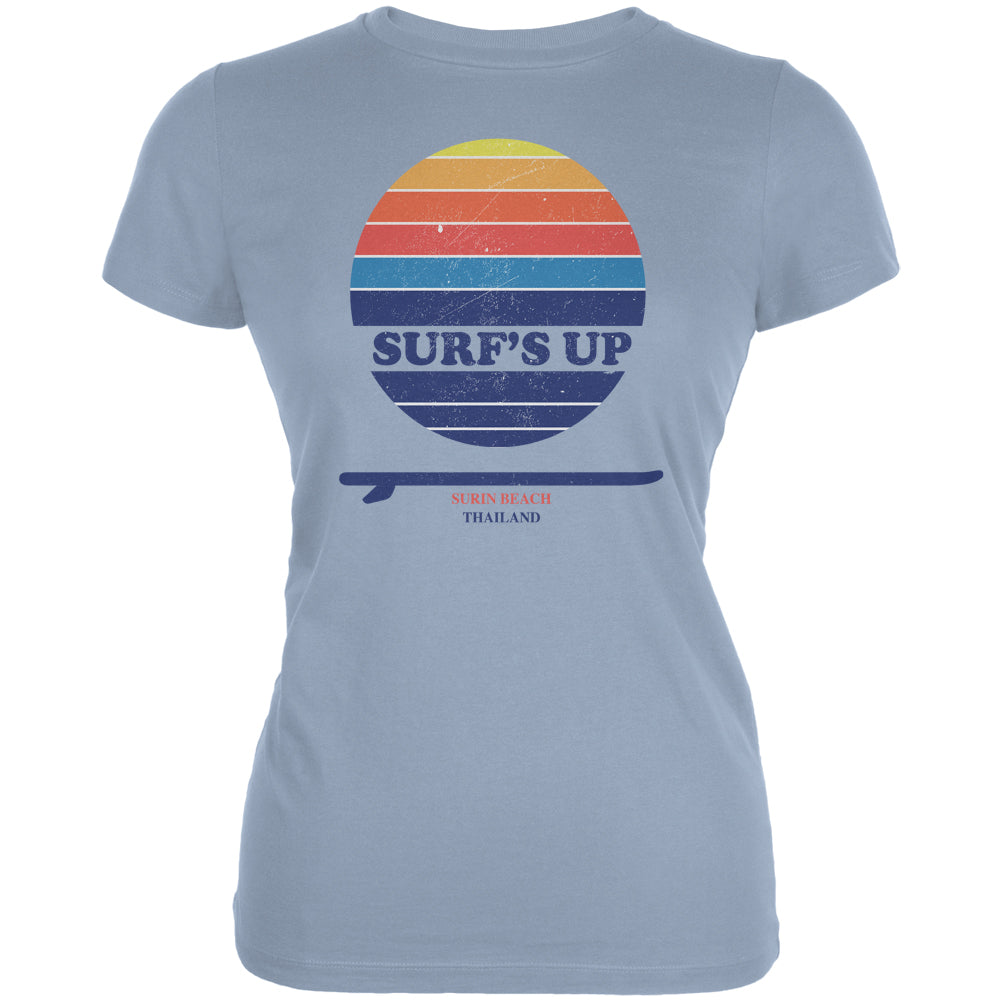 Surf's Up Surin Beach Thailand Juniors Soft T Shirt Juniors T-Shirts Old Glory MD Light Blue 