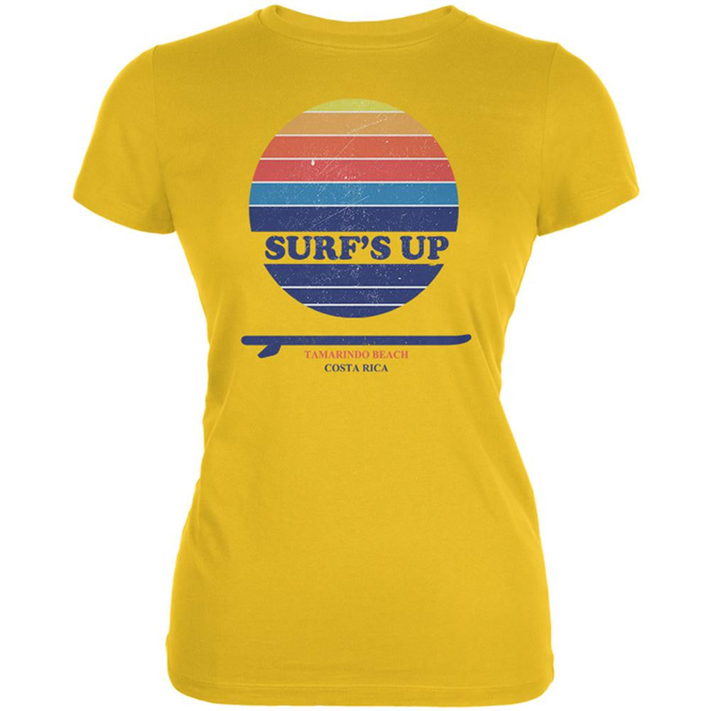 Surf's Up Tamarino Beach Costa Rica Juniors Soft T Shirt Juniors T-Shirts Old Glory 2XL Yellow 