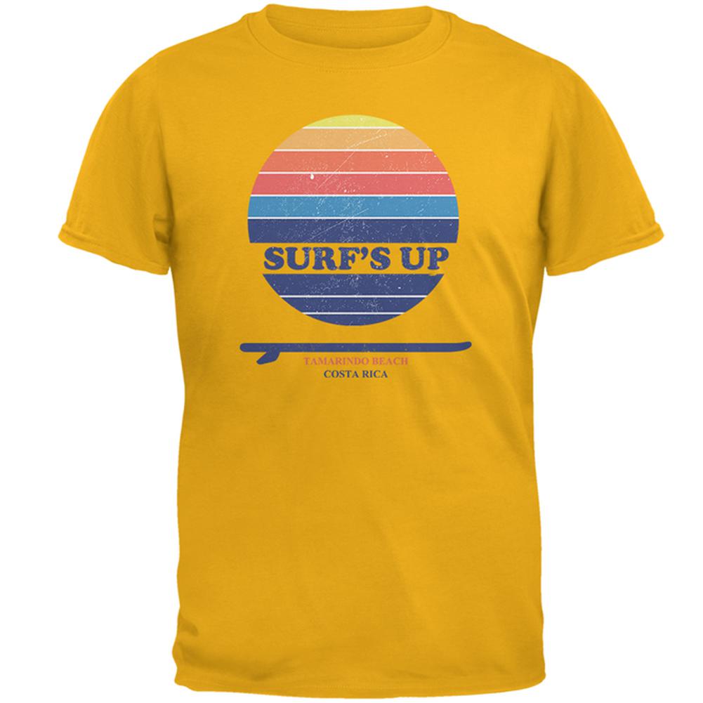 Surf's Up Tamarindo Beach Costa Rica Mens T Shirt Men's T-Shirts Old Glory 2XL Gold 