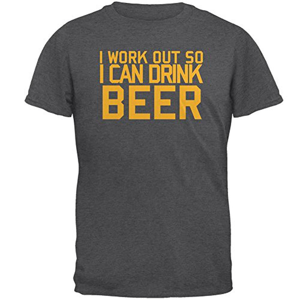 Work Out Drink Beer Mens T Shirt Men's T-Shirts Old Glory 2XL Grey 