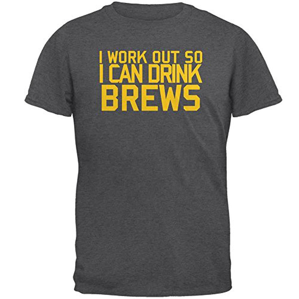 Work Out Drink Brews Mens T Shirt Men's T-Shirts Old Glory 2XL Grey 