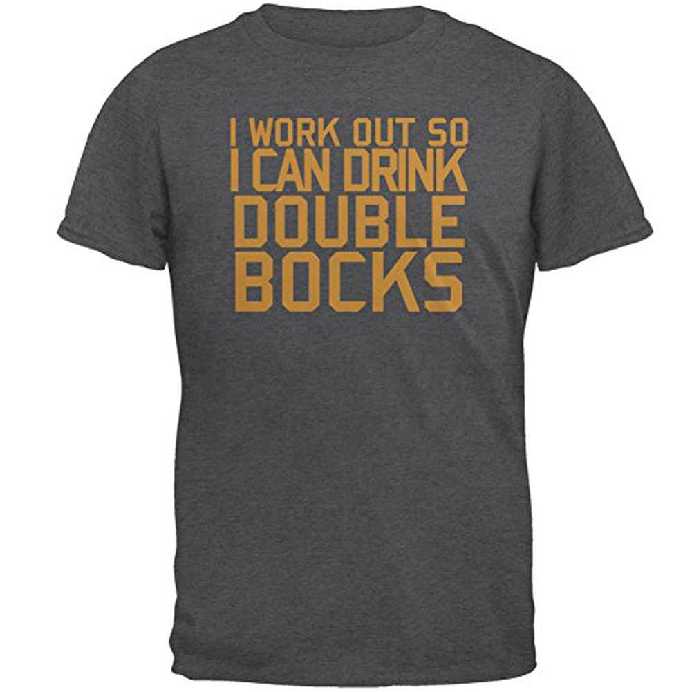 Work Out Drink Double Bocks Mens T Shirt Men's T-Shirts Old Glory 2XL Grey 