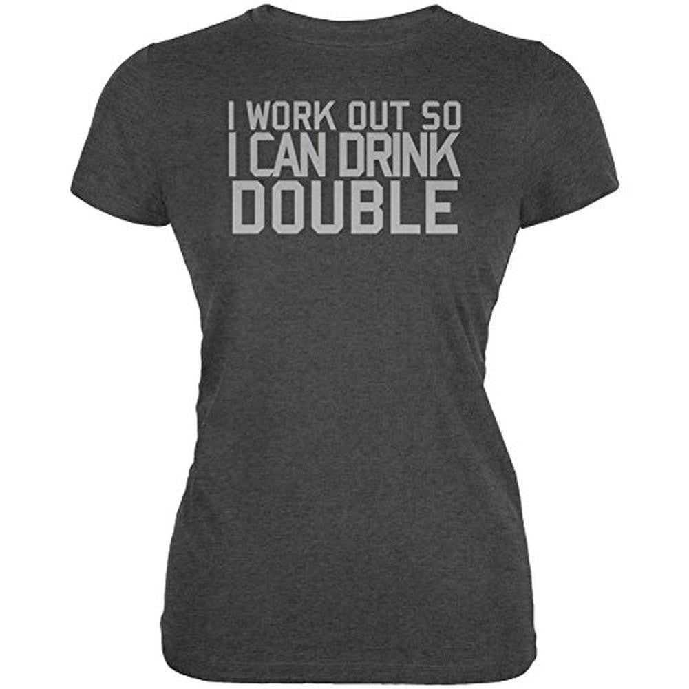 Work Out Drink Double Juniors Soft T Shirt Juniors T-Shirts Old Glory 2XL Black 