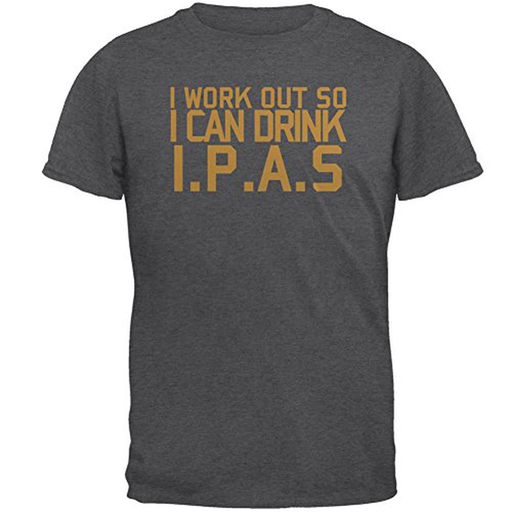 Work Out Drink IPAs Mens T Shirt Men's T-Shirts Old Glory 2XL Grey 