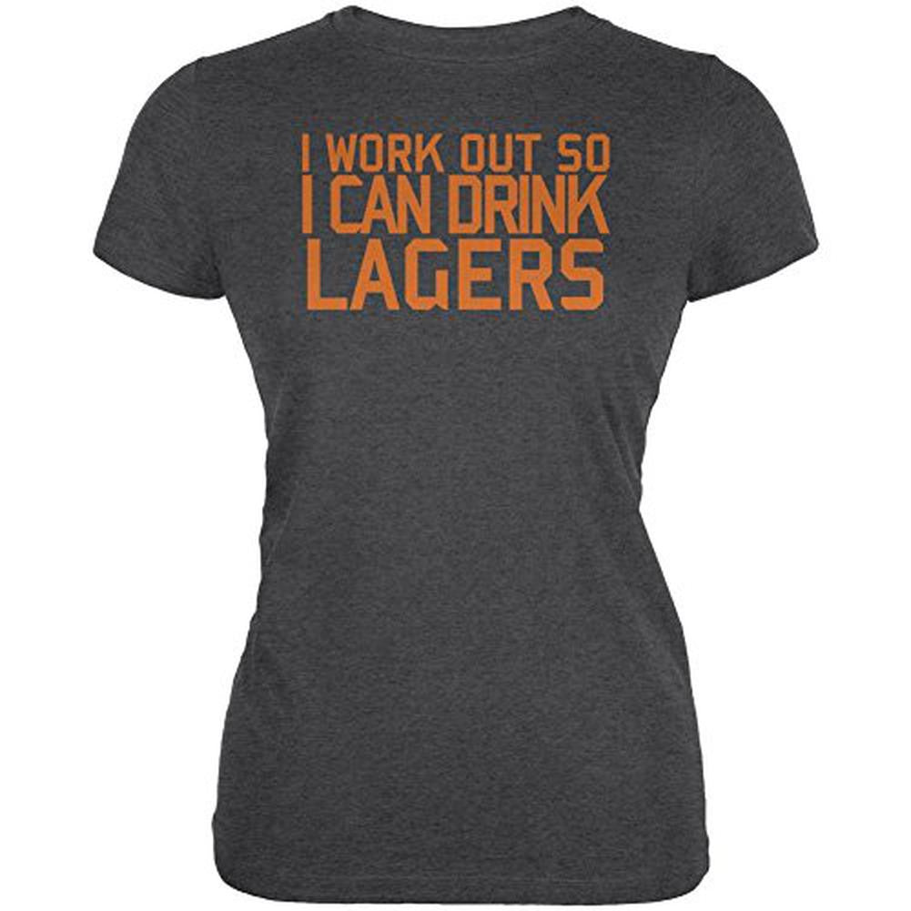 Work Out Drink Lagers Juniors Soft T Shirt Juniors T-Shirts Old Glory 2XL Black 