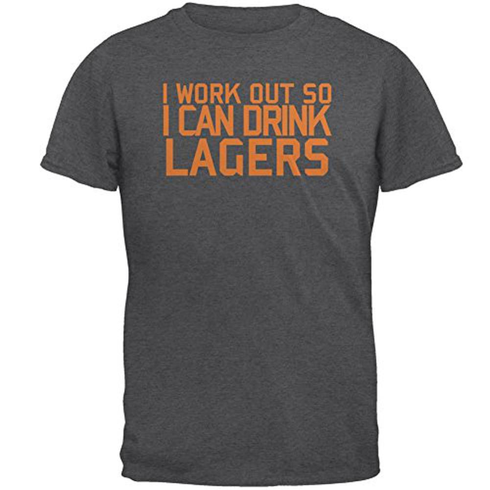 Work Out Drink Lagers Mens T Shirt Men's T-Shirts Old Glory 2XL Grey 