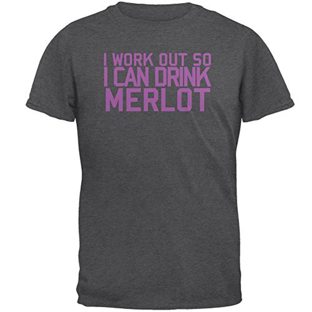 Work Out Drink Merlot Mens T Shirt Men's T-Shirts Old Glory 2XL Grey 