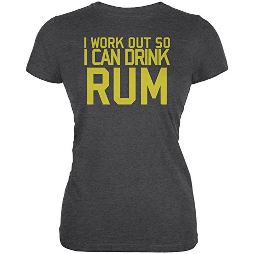 Work Out Drink Rum Juniors Soft T Shirt Juniors T-Shirts Old Glory 2XL Black 