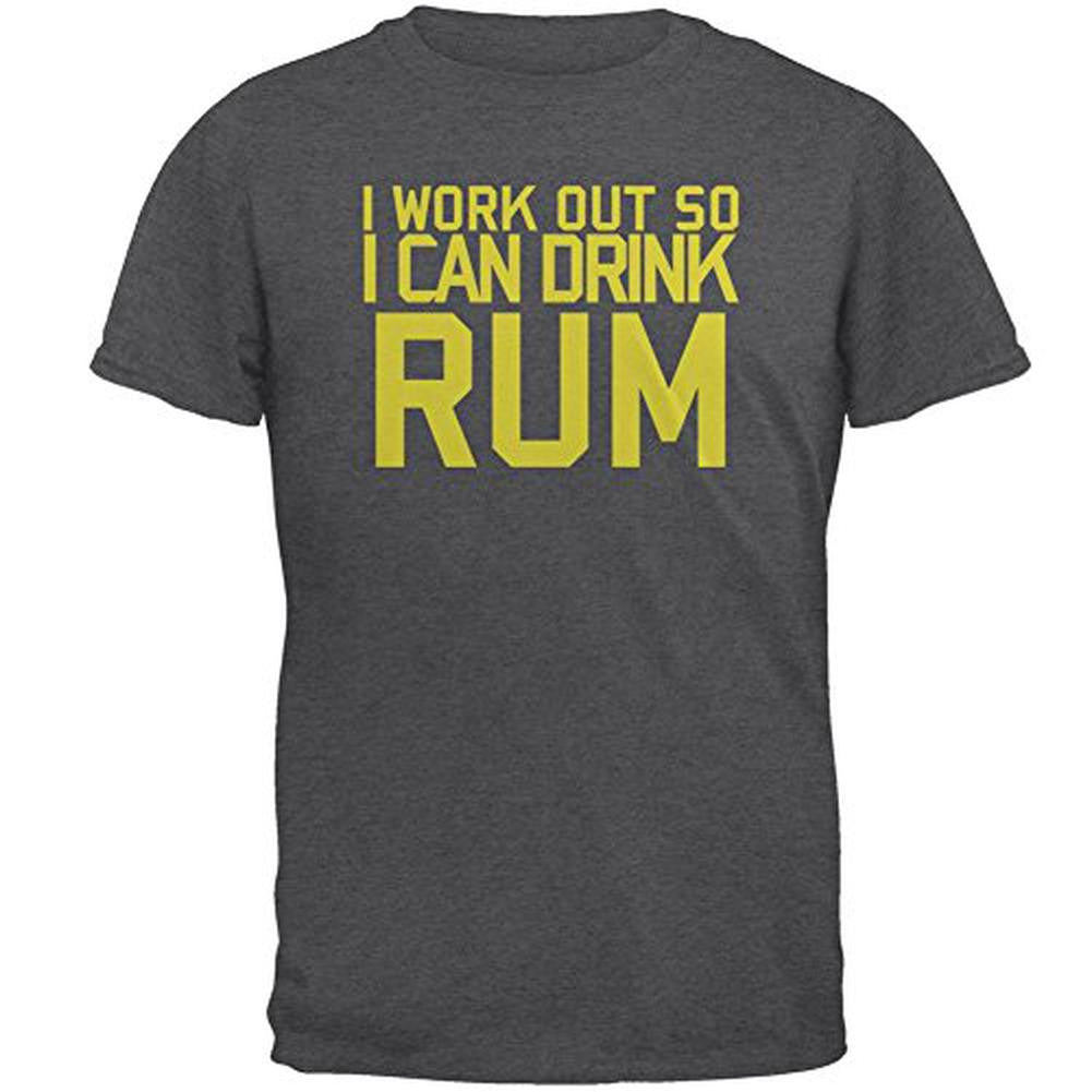 Work Out Drink Rum Mens T Shirt Men's T-Shirts Old Glory 2XL Grey 