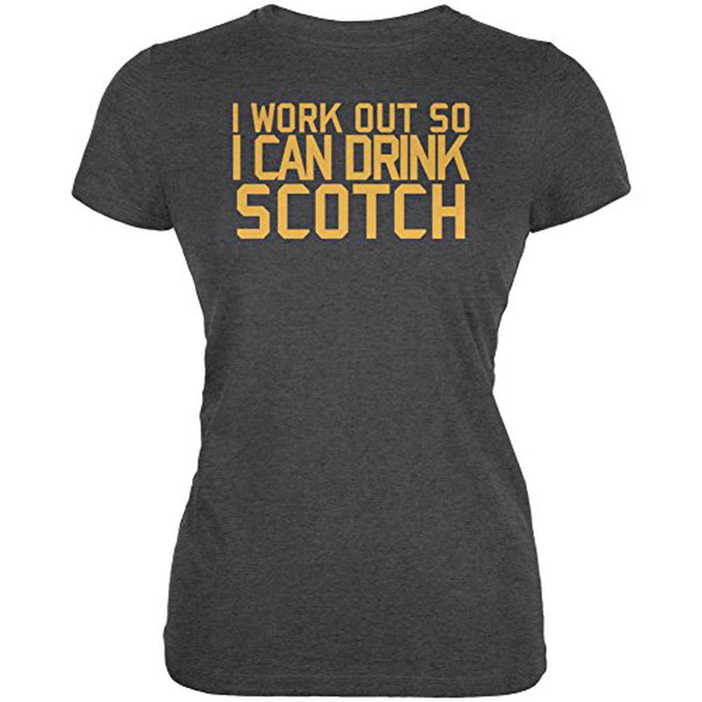 Work Out Drink Scotch Juniors Soft T Shirt Juniors T-Shirts Old Glory 2XL Black 