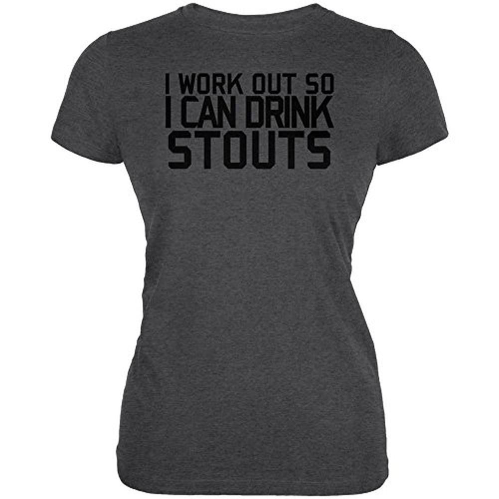 Work Out Drink Stouts Juniors Soft T Shirt Juniors T-Shirts Old Glory 2XL Black 