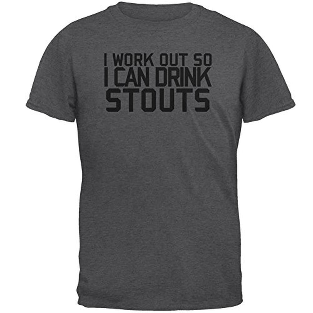 Work Out Drink Stouts Mens T Shirt Men's T-Shirts Old Glory 2XL Grey 