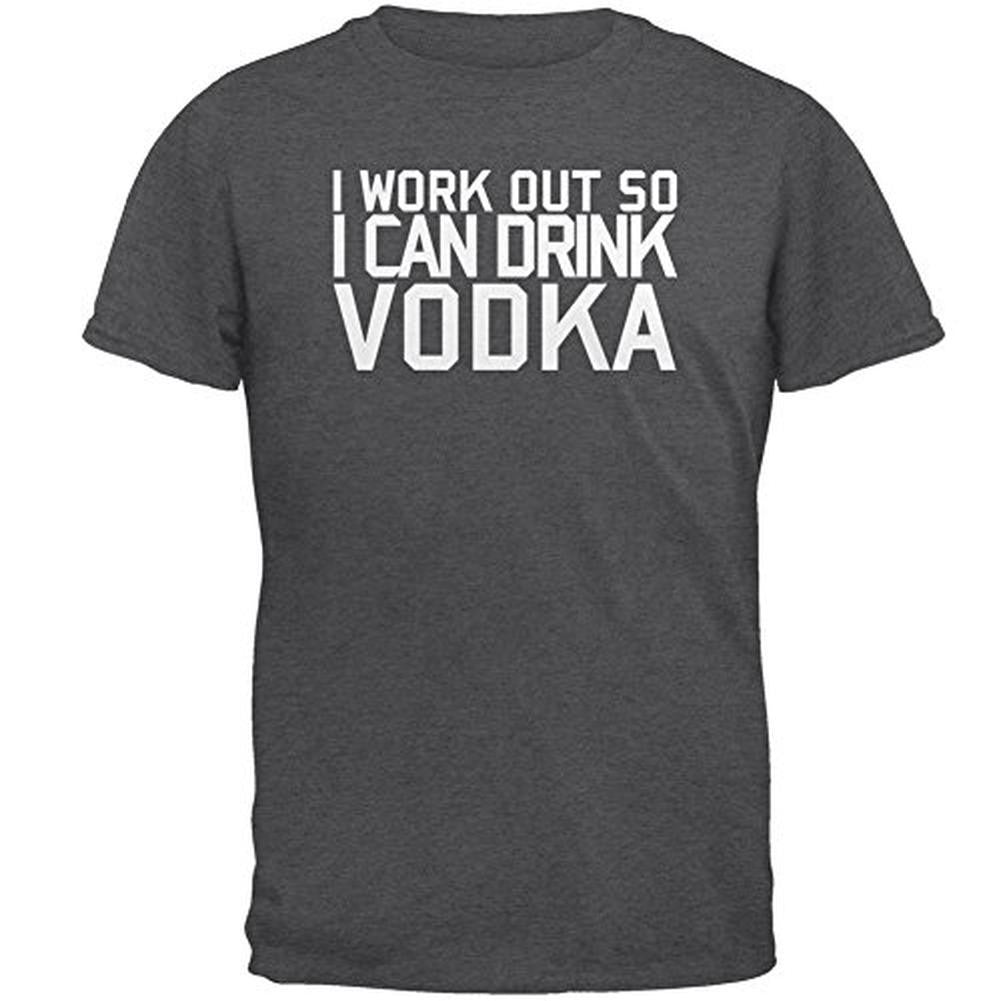 Work Out Drink Vodka Mens T Shirt Men's T-Shirts Old Glory 2XL Grey 