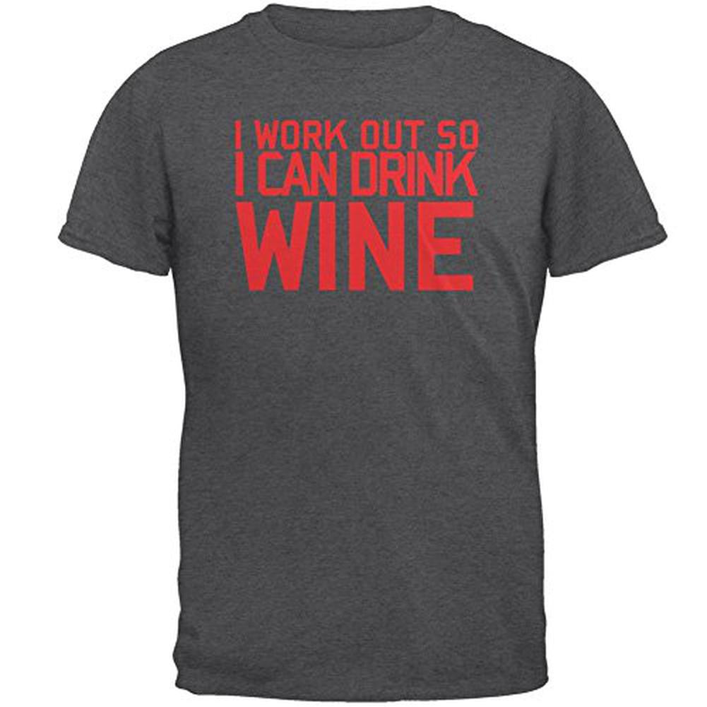 Work Out Drink Wine Mens T Shirt Men's T-Shirts Old Glory 2XL Grey 