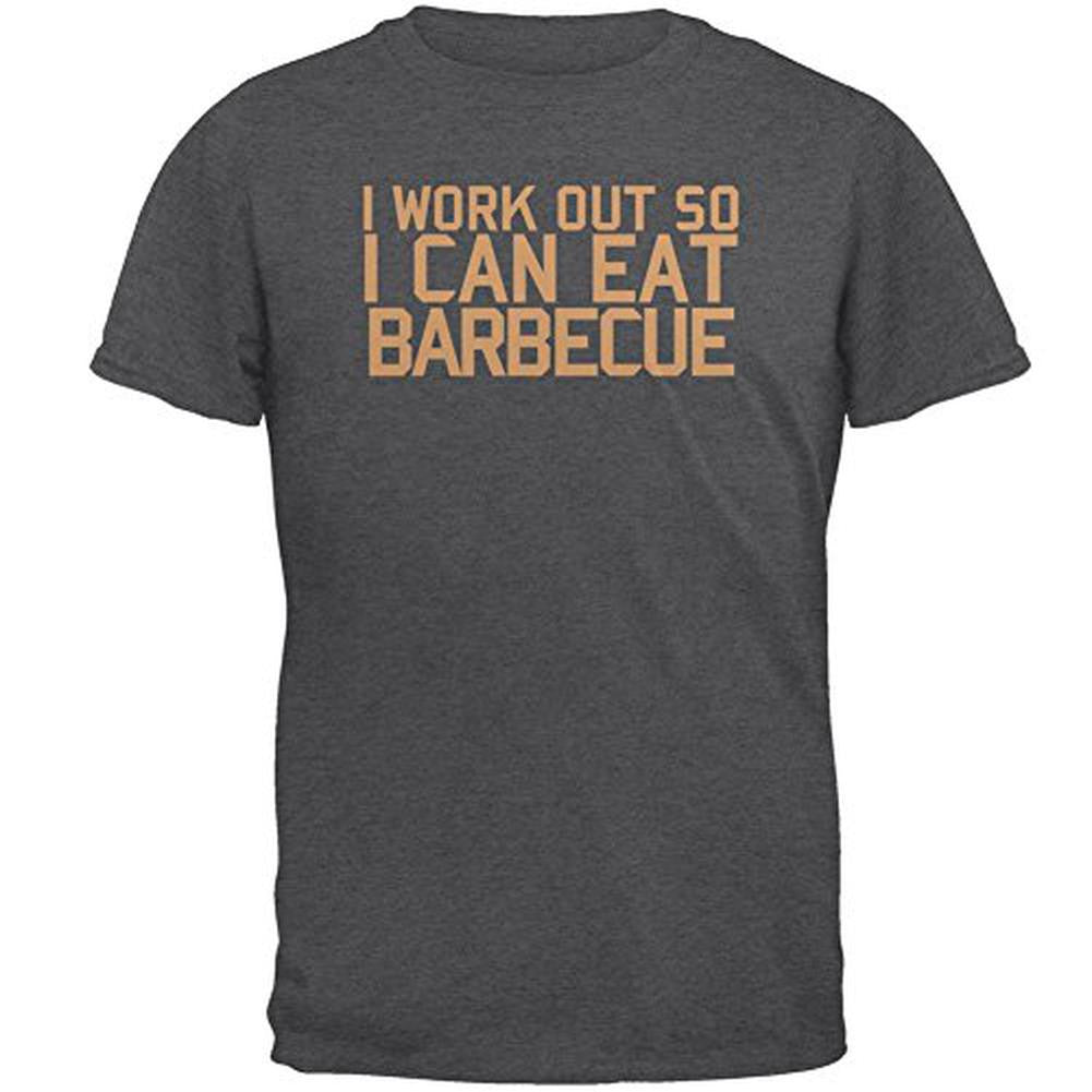 Work Out Eat Barbeque Mens T Shirt Men's T-Shirts Old Glory 2XL Grey 