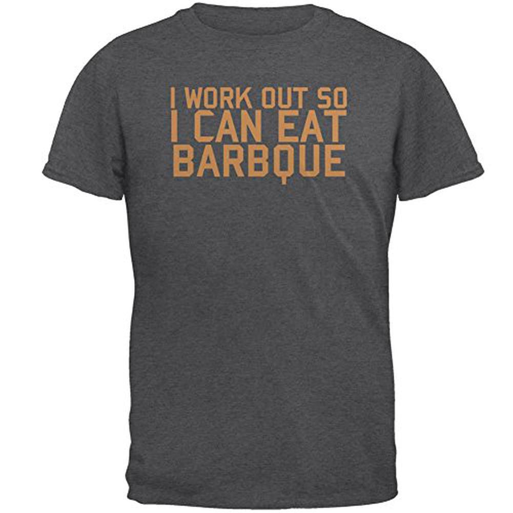 Work Out Eat Barbque Mens T Shirt Men's T-Shirts Old Glory 2XL Grey 