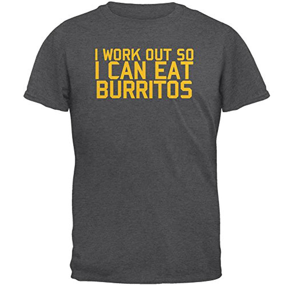 Work Out Eat Burritos Mens T Shirt Men's T-Shirts Old Glory 2XL Grey 